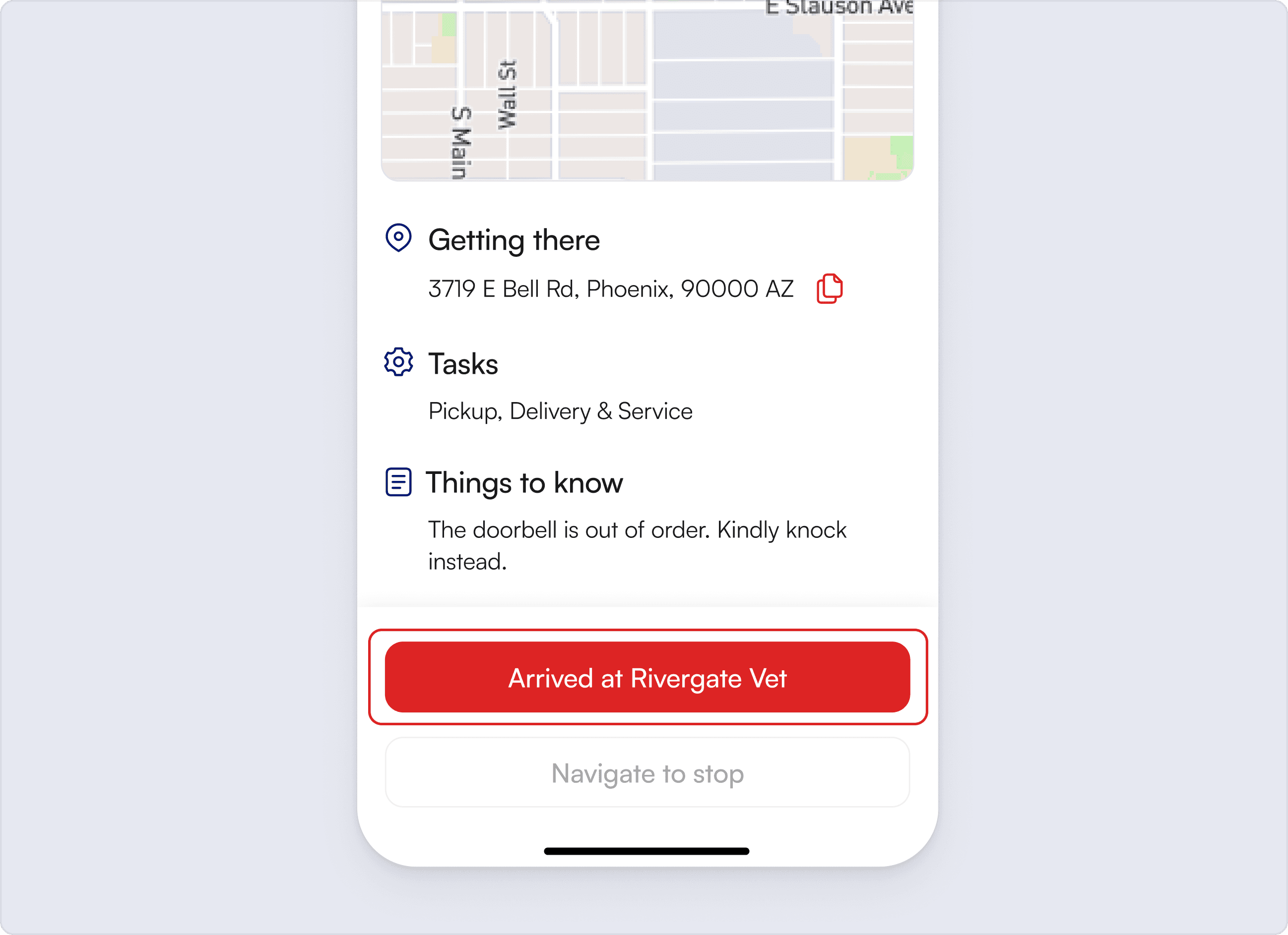 Navigate to a stop button
