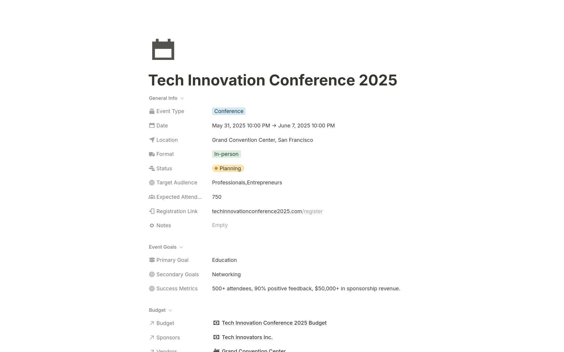 Tech Event Screenshot