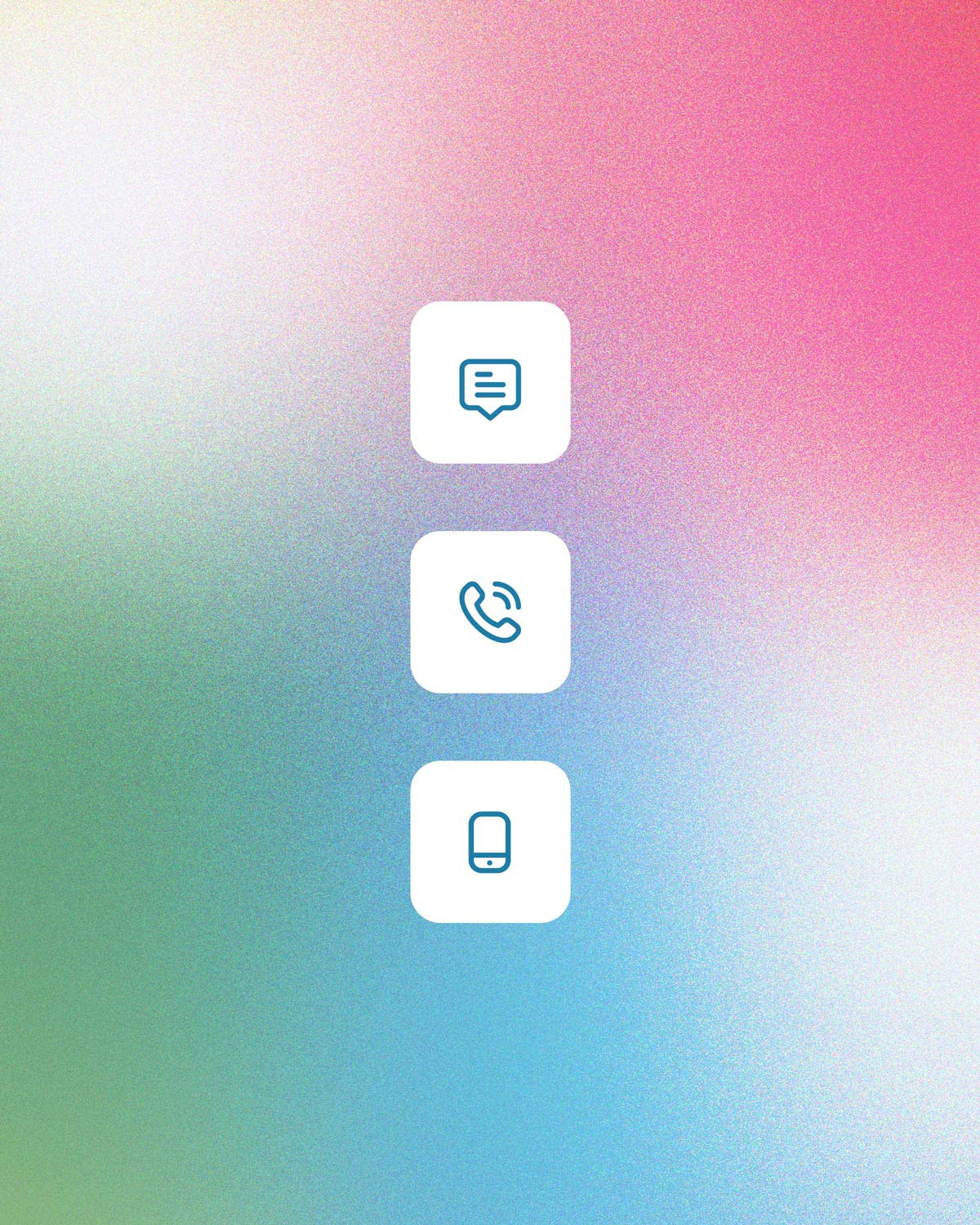 Detail: Zoom in on the chat, call, and text icons.