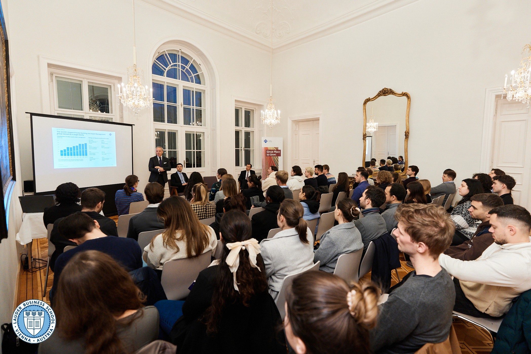  Adam Lessing, Ph.D., Head of Relationship Management at LGT Bank Österreich talks to LBS students