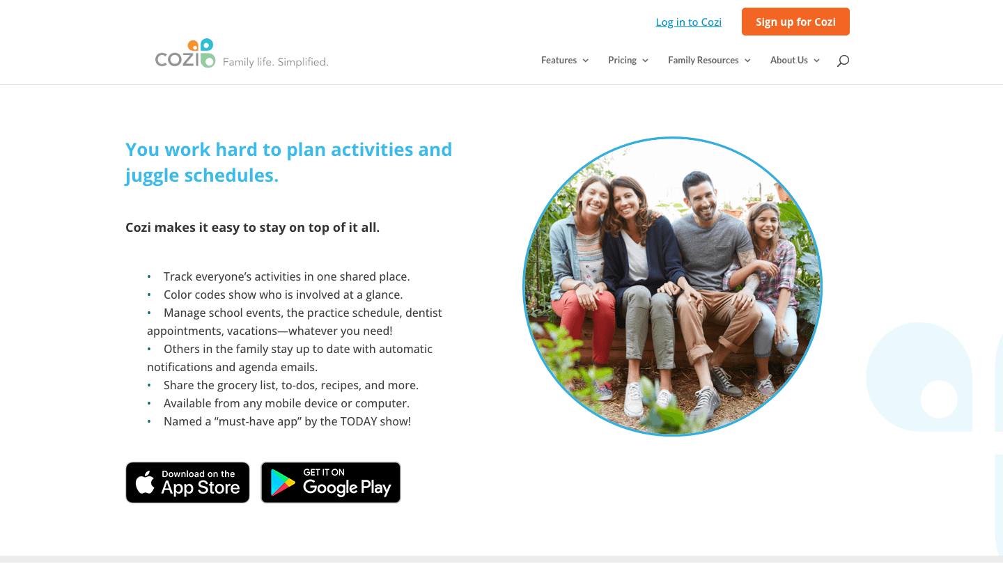 Cozi family organizer website