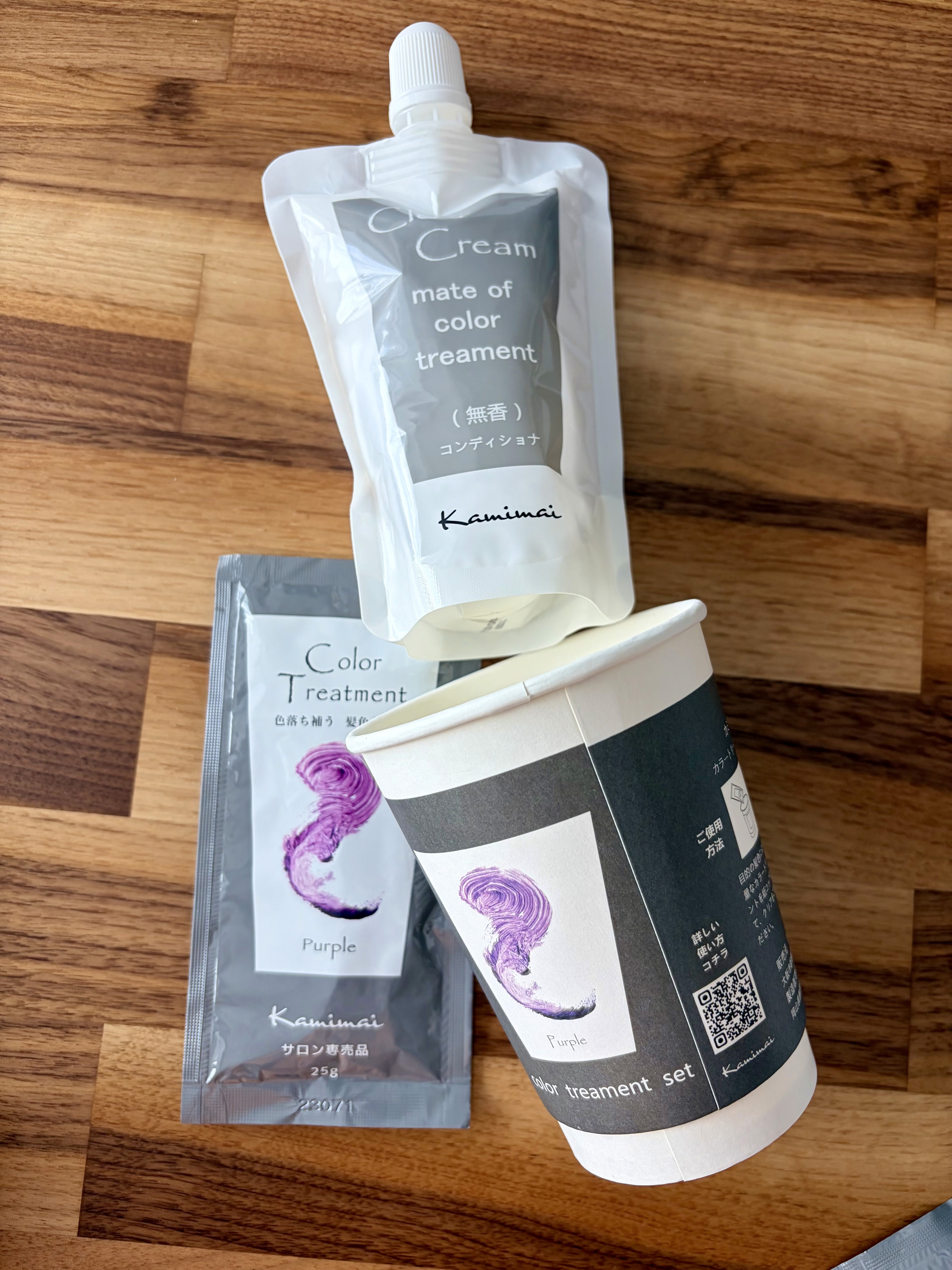 Kamimai Purple treatment set with cream base and measuring cup