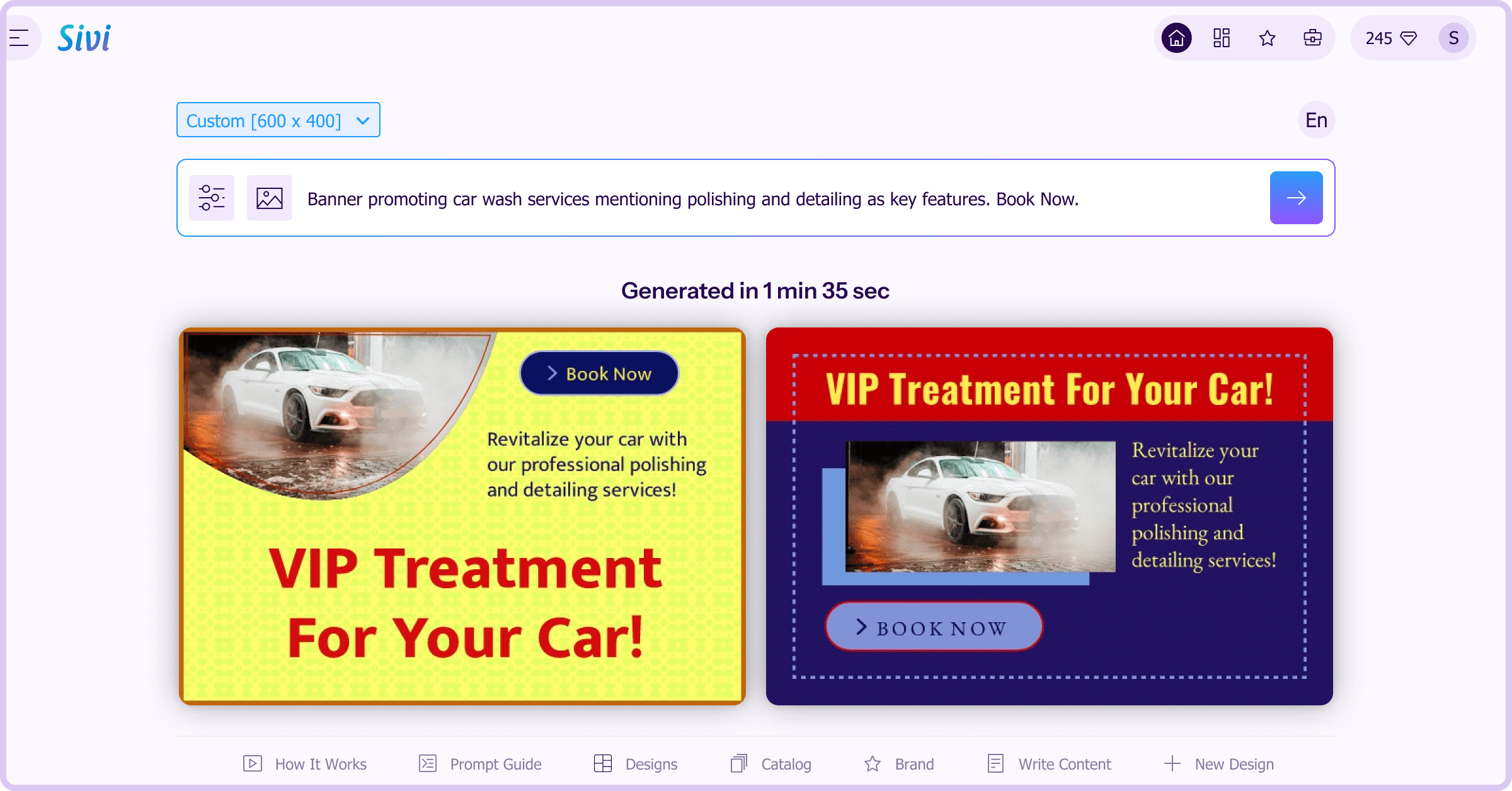 Car wash banner with AI banner generator