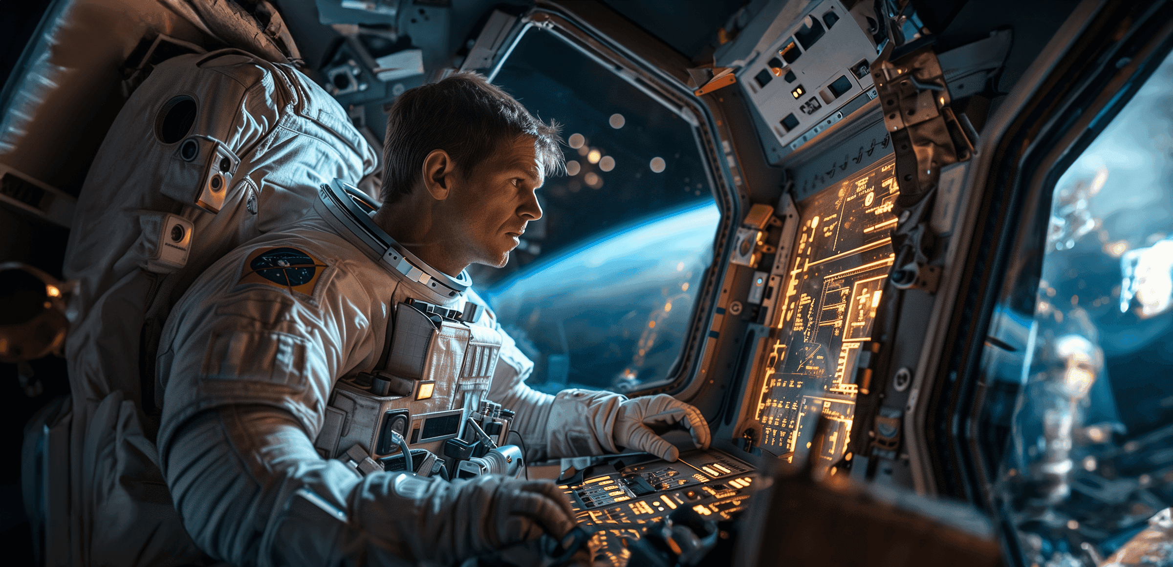 Crew preparing for mission inside control cabin