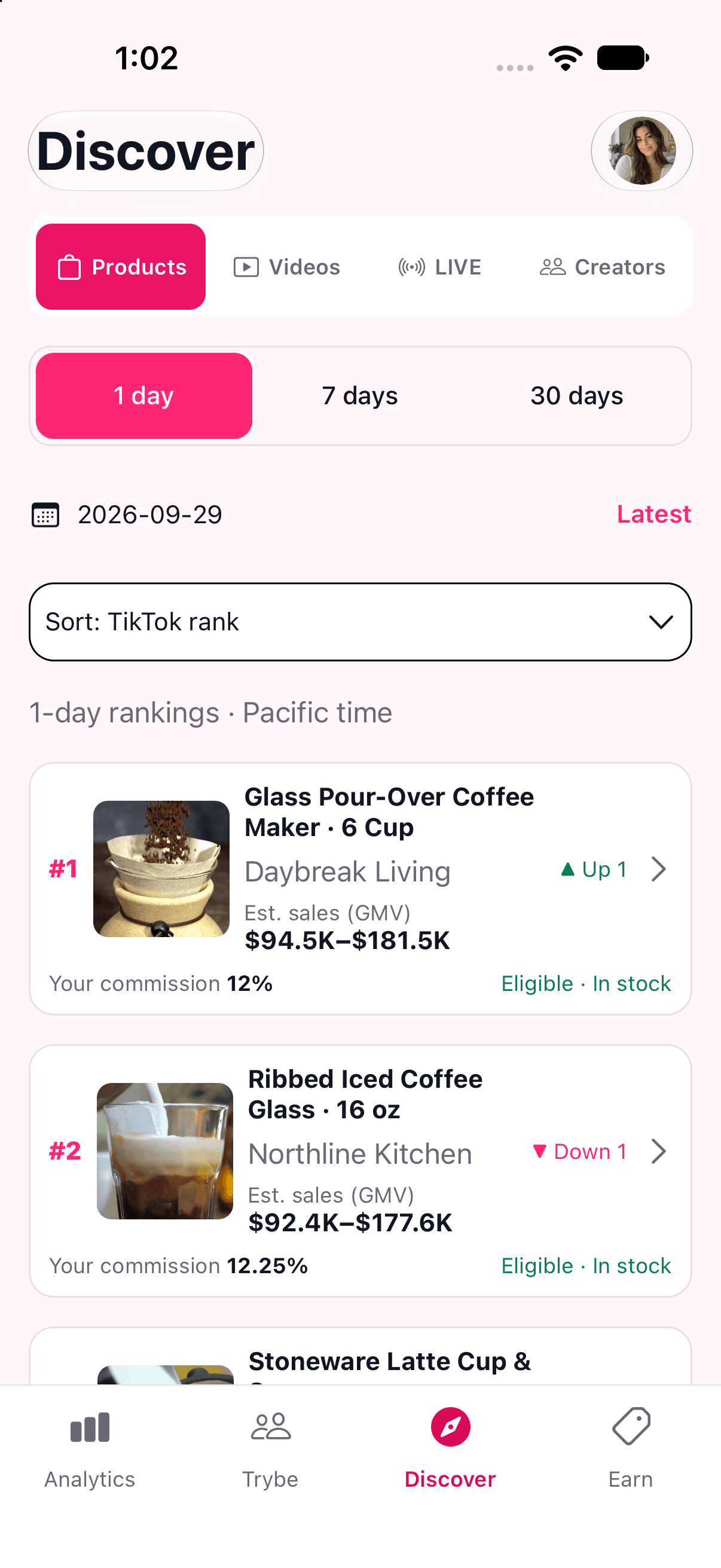 Product discovery — illustrative app preview