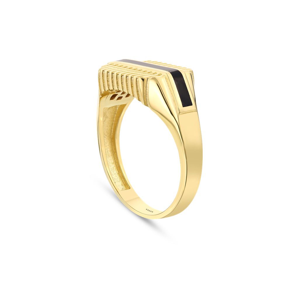 Assos 14 Ayar Altın Modern Tasarım Şık Erkek Yüzük