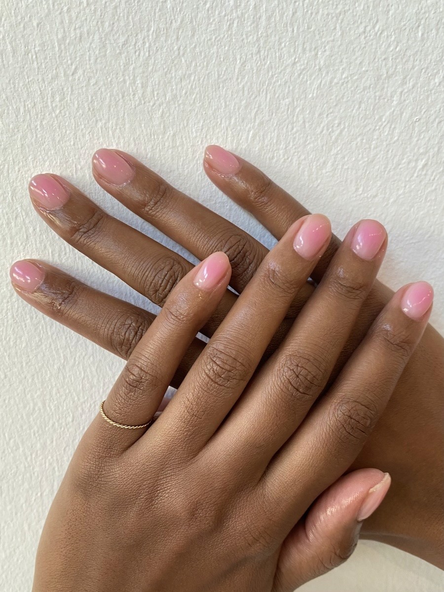 Milky pink jelly nails close-up – Brava Nails Berlin