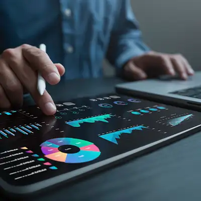Designer checking statistics of a website visitors