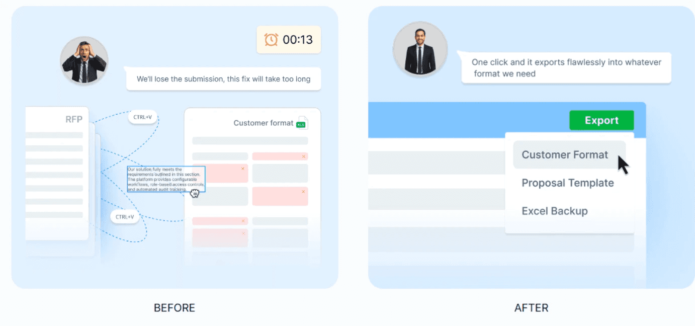 Export the finished response in the customer’s original format