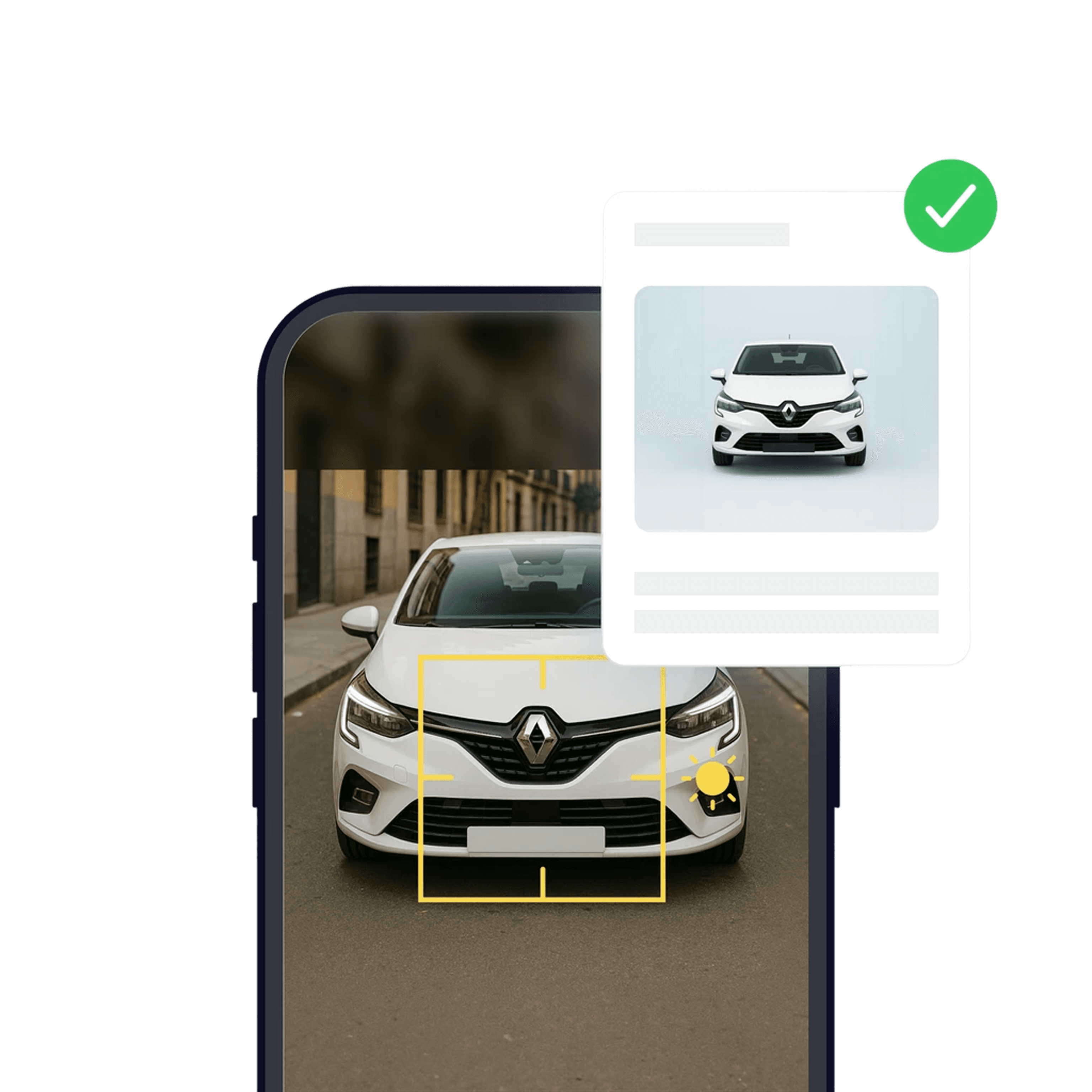 Car identification app in use, showcasing Renault model