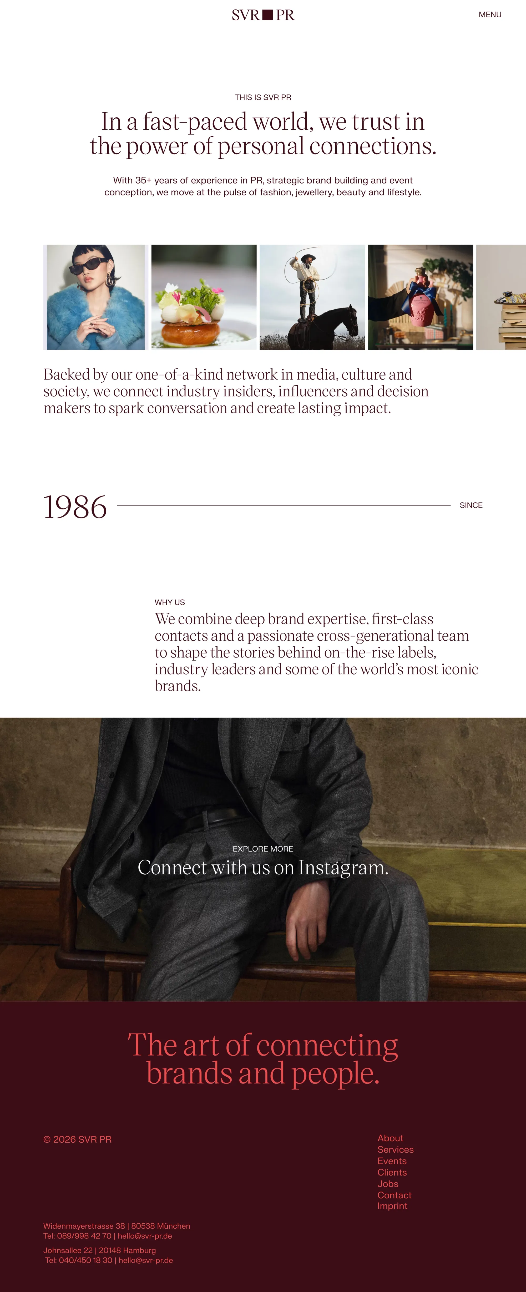 SVR PR portfolio page screenshot showcasing Marketing and PR design
