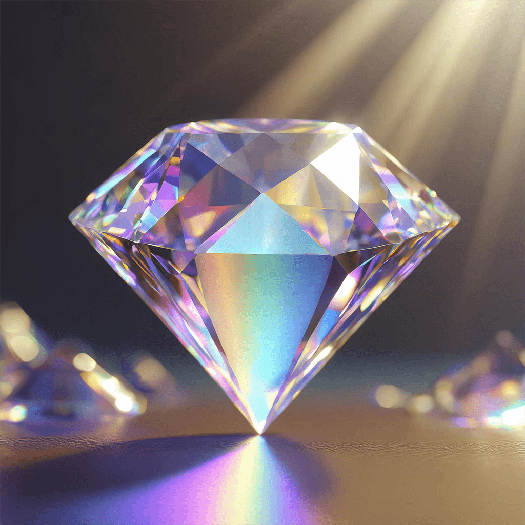 A translucent floating diamond under the influence of light