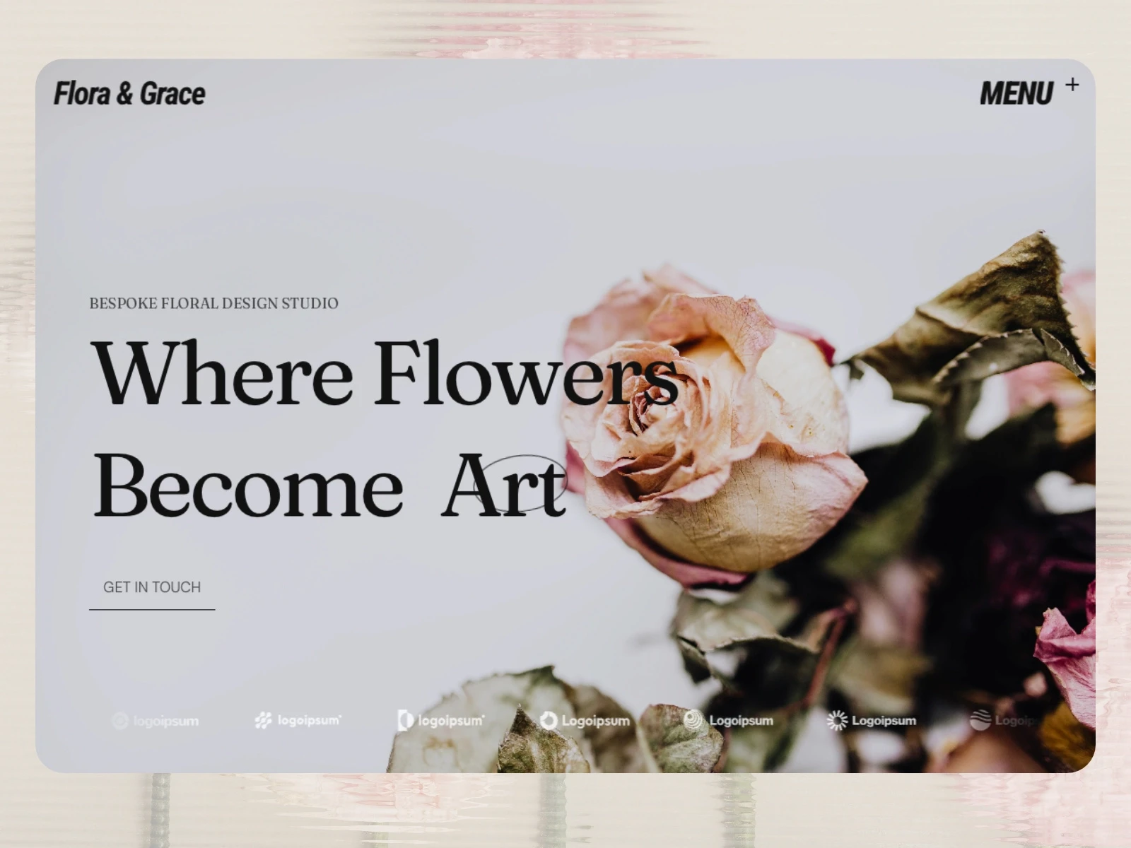 Hero section of Flora Grace website