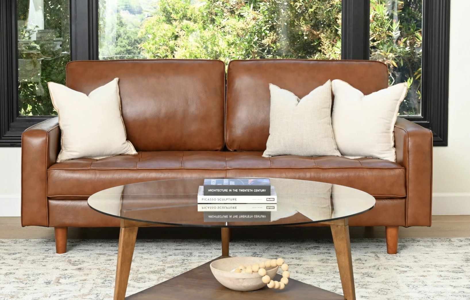 Holloway Mid-Century Leather Sofa