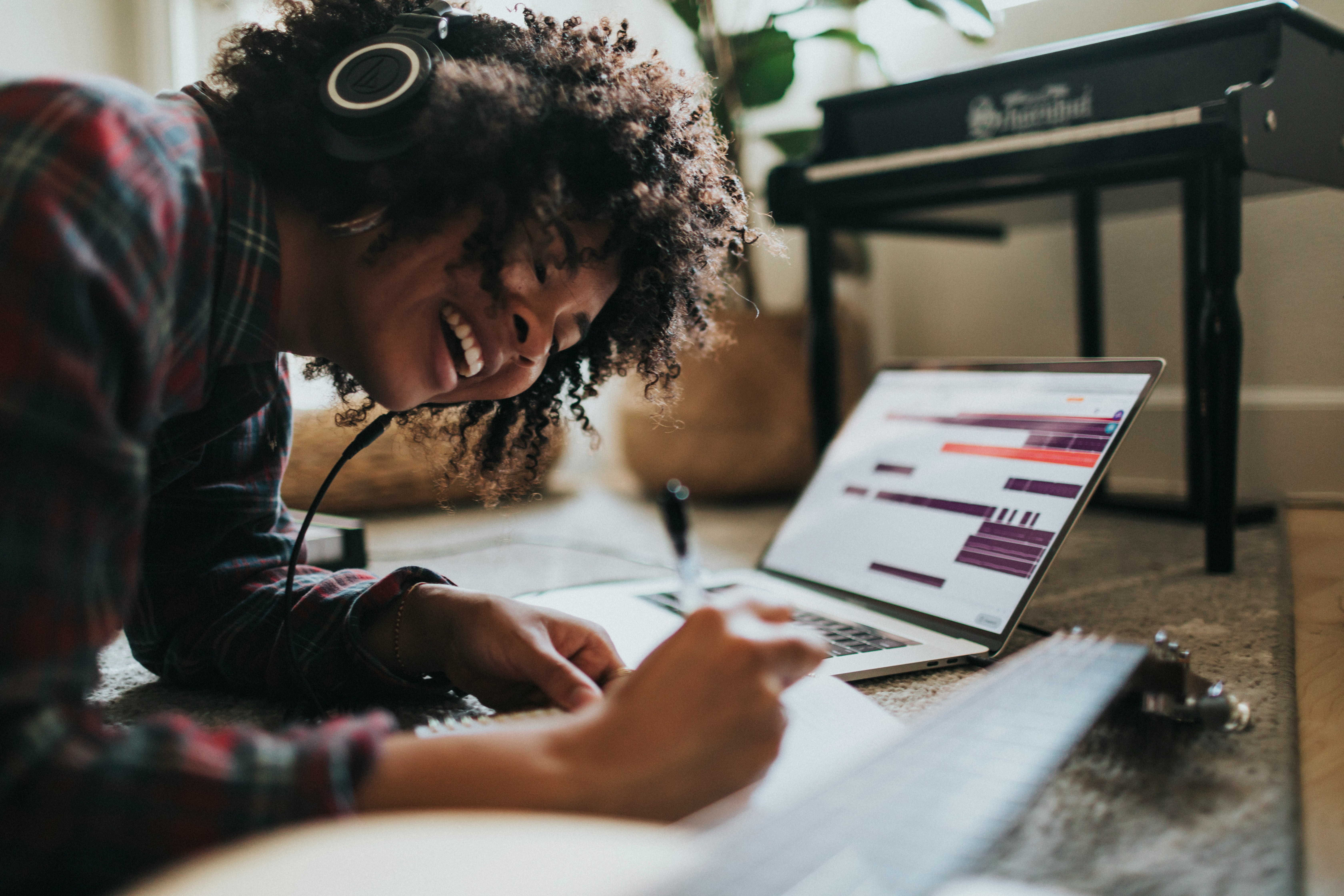 woman using Computer Software for Music Production