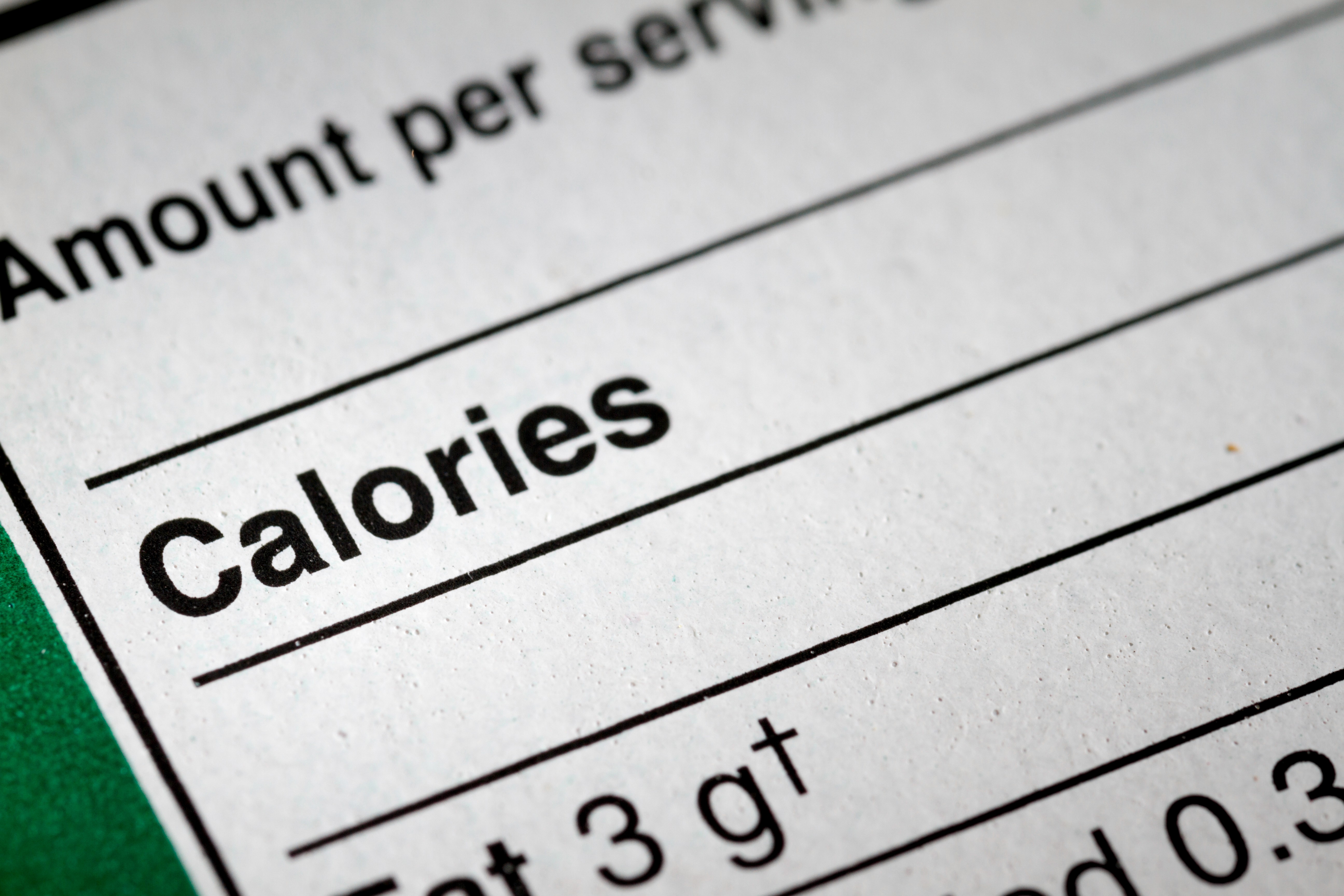 nutrition label shpwing calories