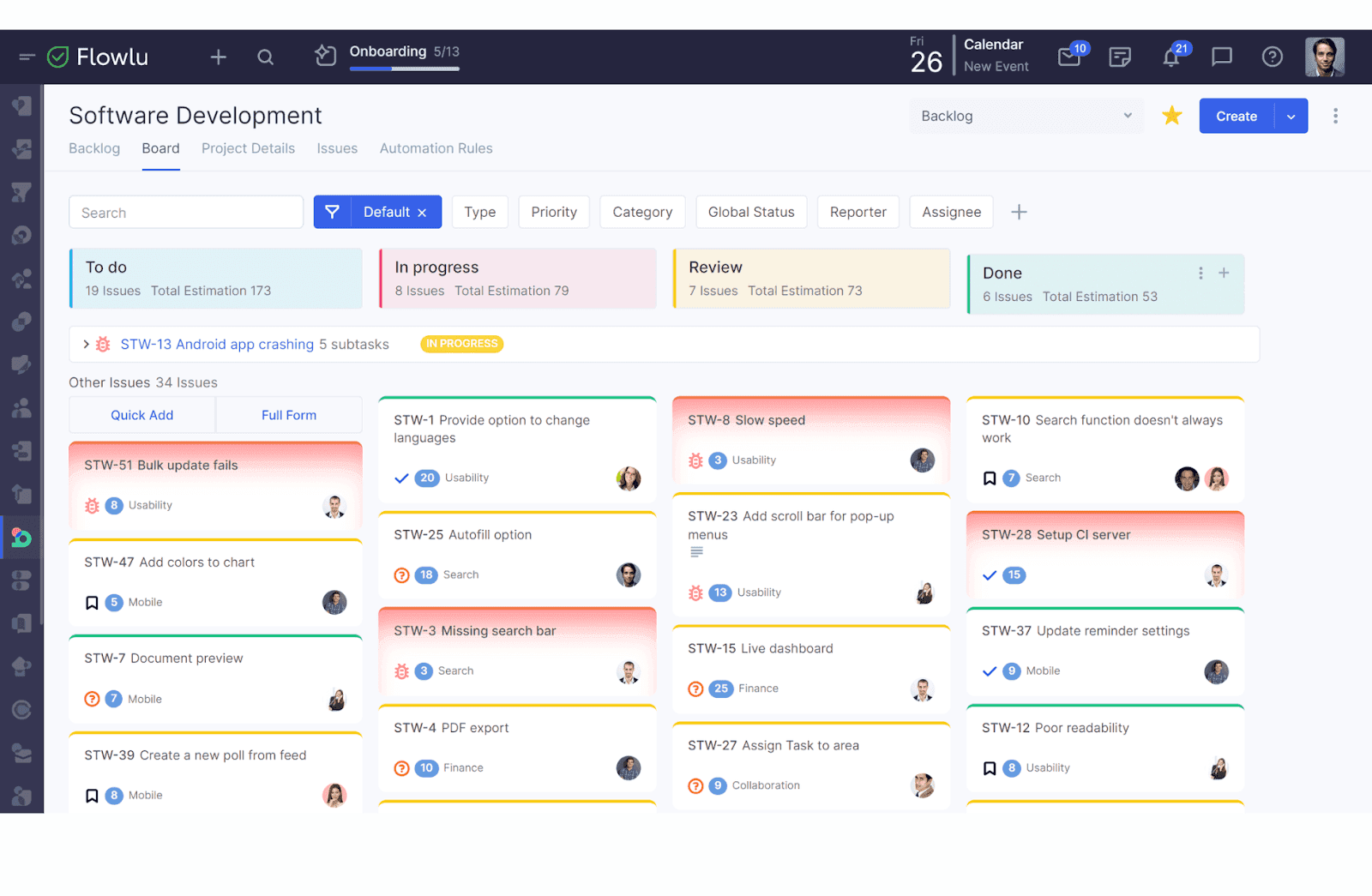 Task management kanban boards on Flowlu