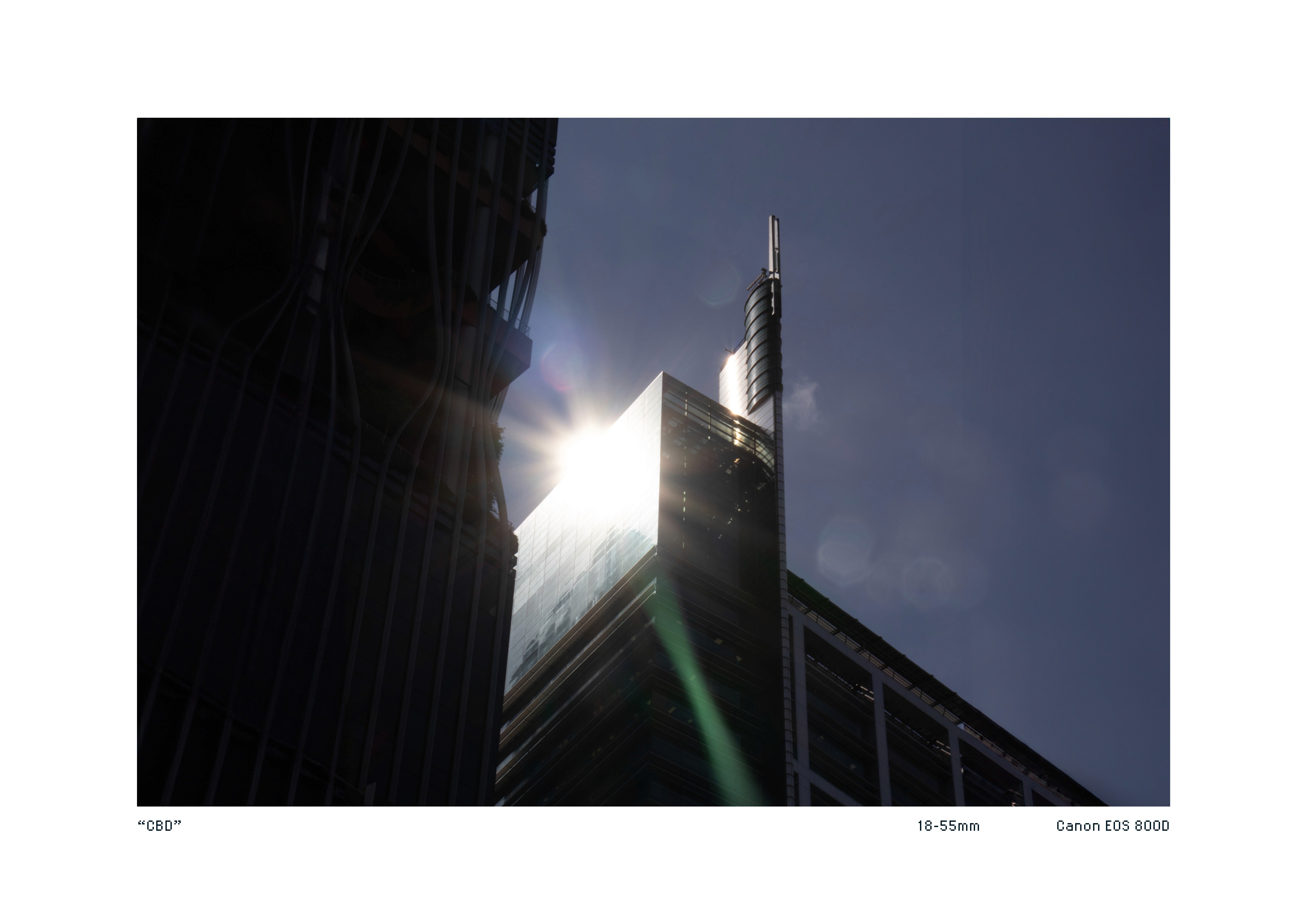 Sun reflection and glare of a building in Singapore CBD