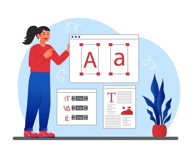 The image depicts a typography tools dashboard featuring a font management interface, showcasing various font types including sans serif, serif, and display typefaces. The layout emphasizes the contrast between thick and thin strokes, with options for popular sans serif typefaces and geometric sans serifs, ideal for both web design and typographic design applications.