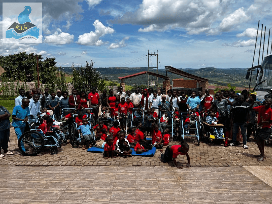 A school building stands against the backdrop of a clear sky