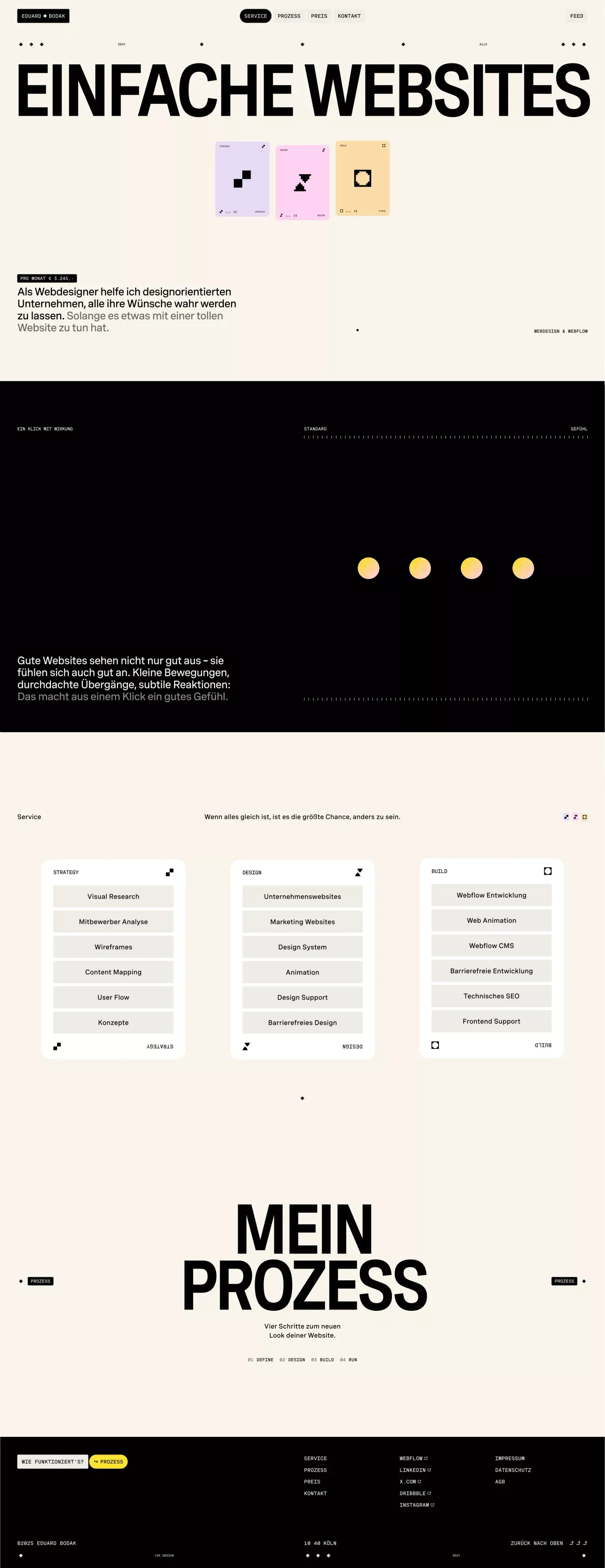 Webdesigner aus Köln portfolio page screenshot showcasing Design and Tech design