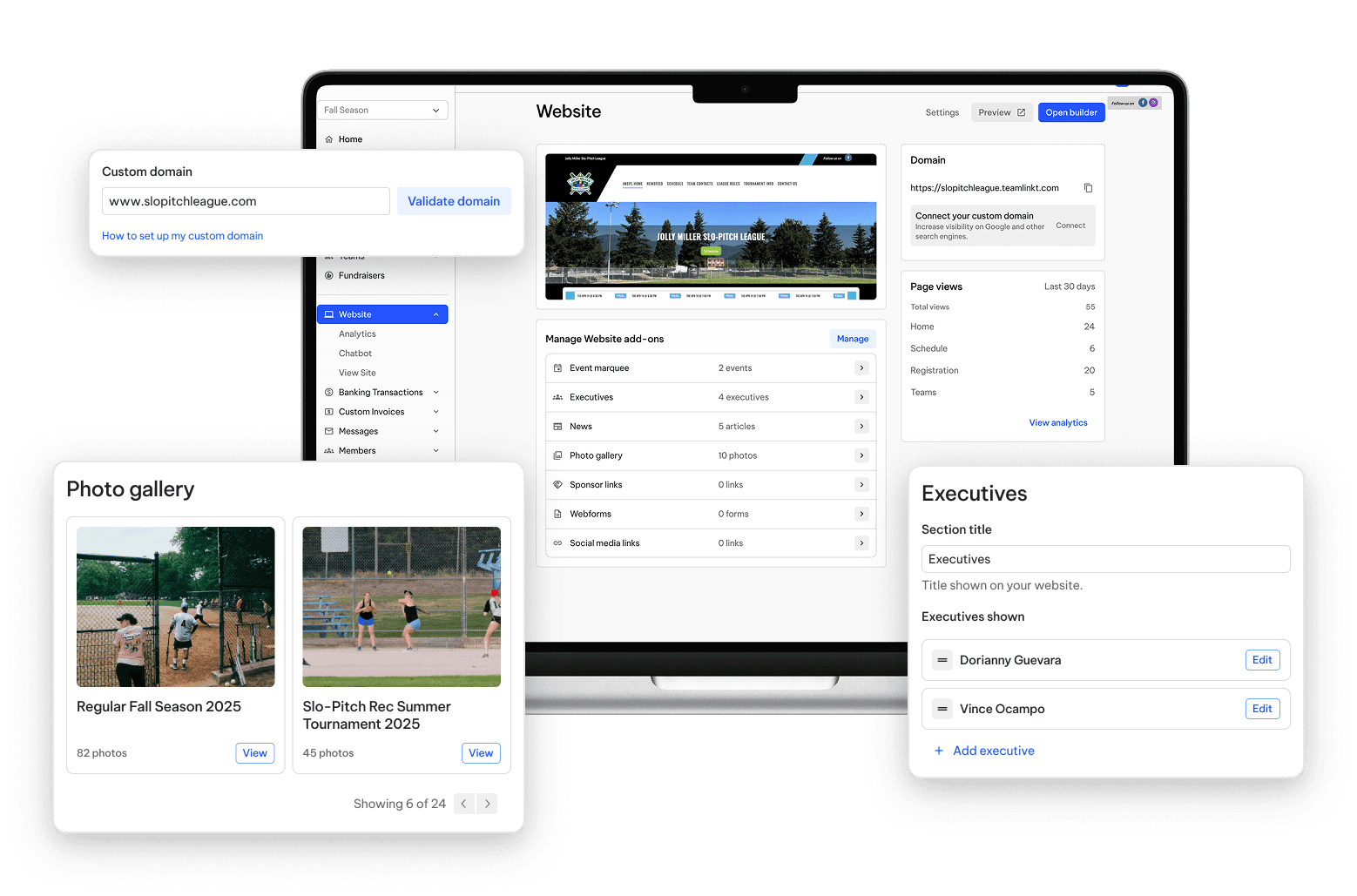 TeamLinkt's Slo-Pitch Website Builder for Footbal Leagues