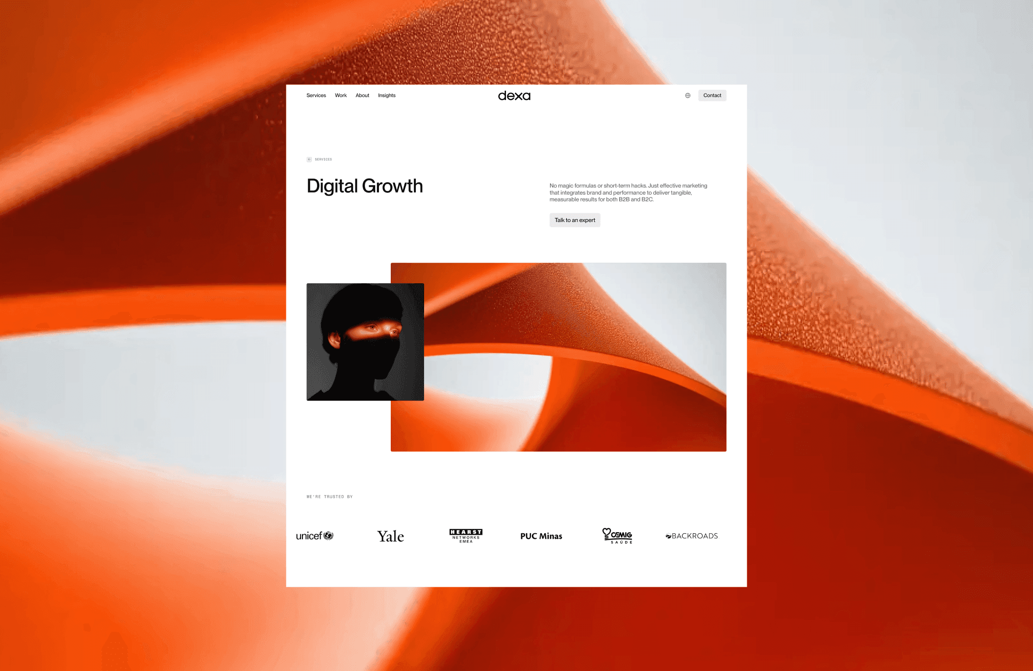 Services page from Dexa website — Dexa case study by Boldway Studio