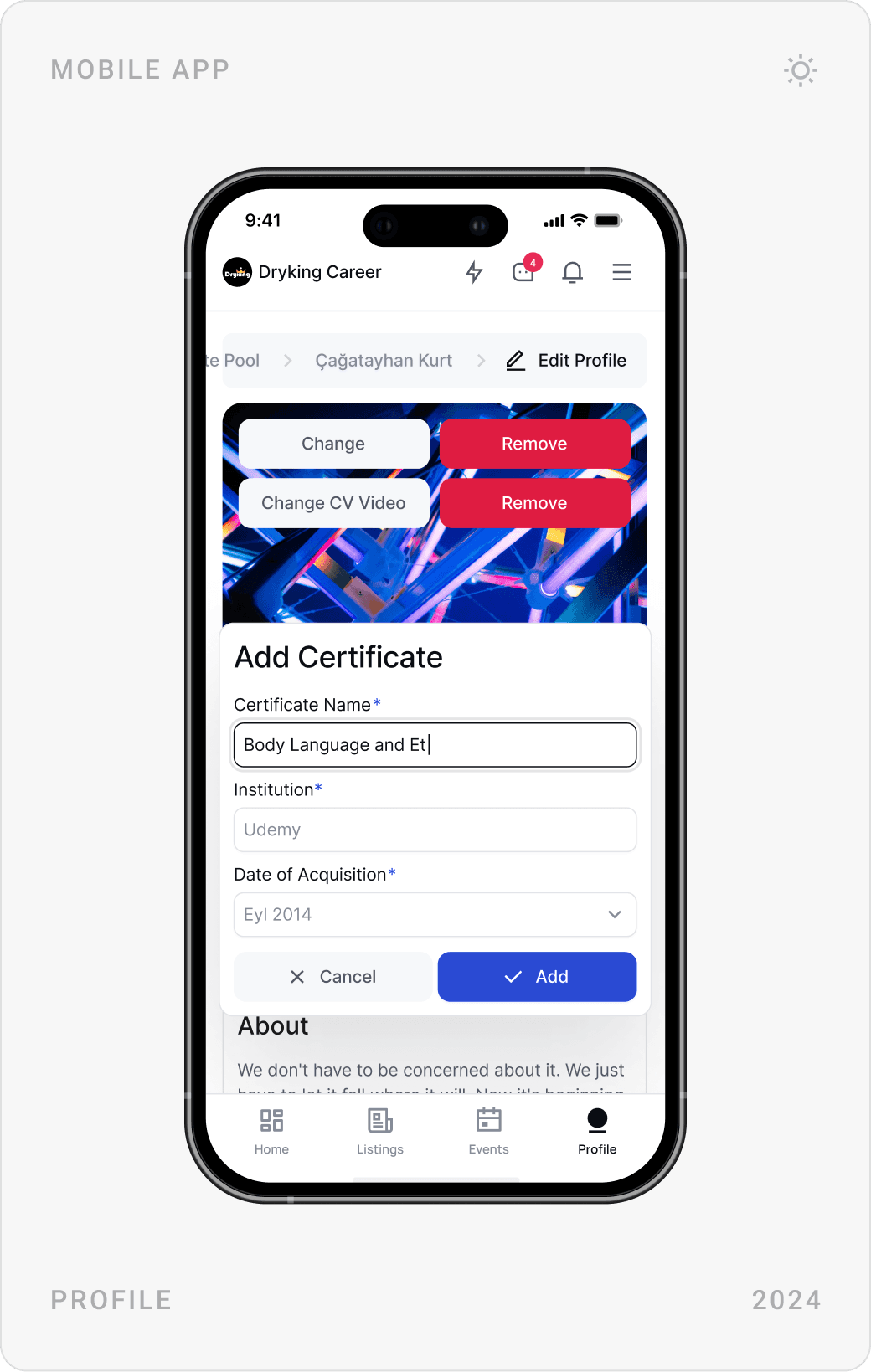 Professional Certificate Management Mobile Design