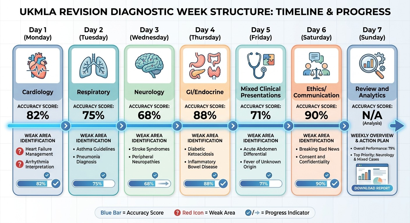 UKMLA diagnostic week structure for identifying weak areas