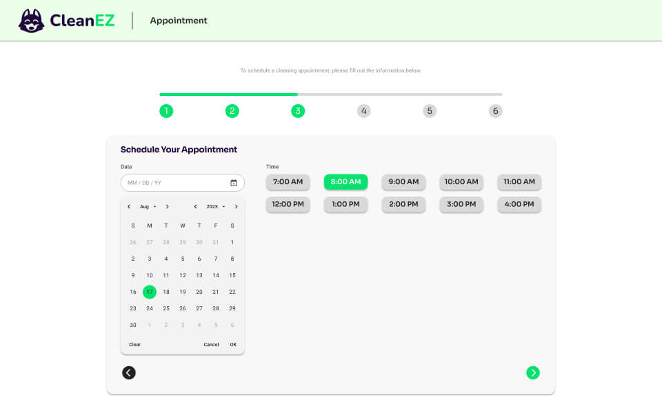 CleanEZ - Availability Page