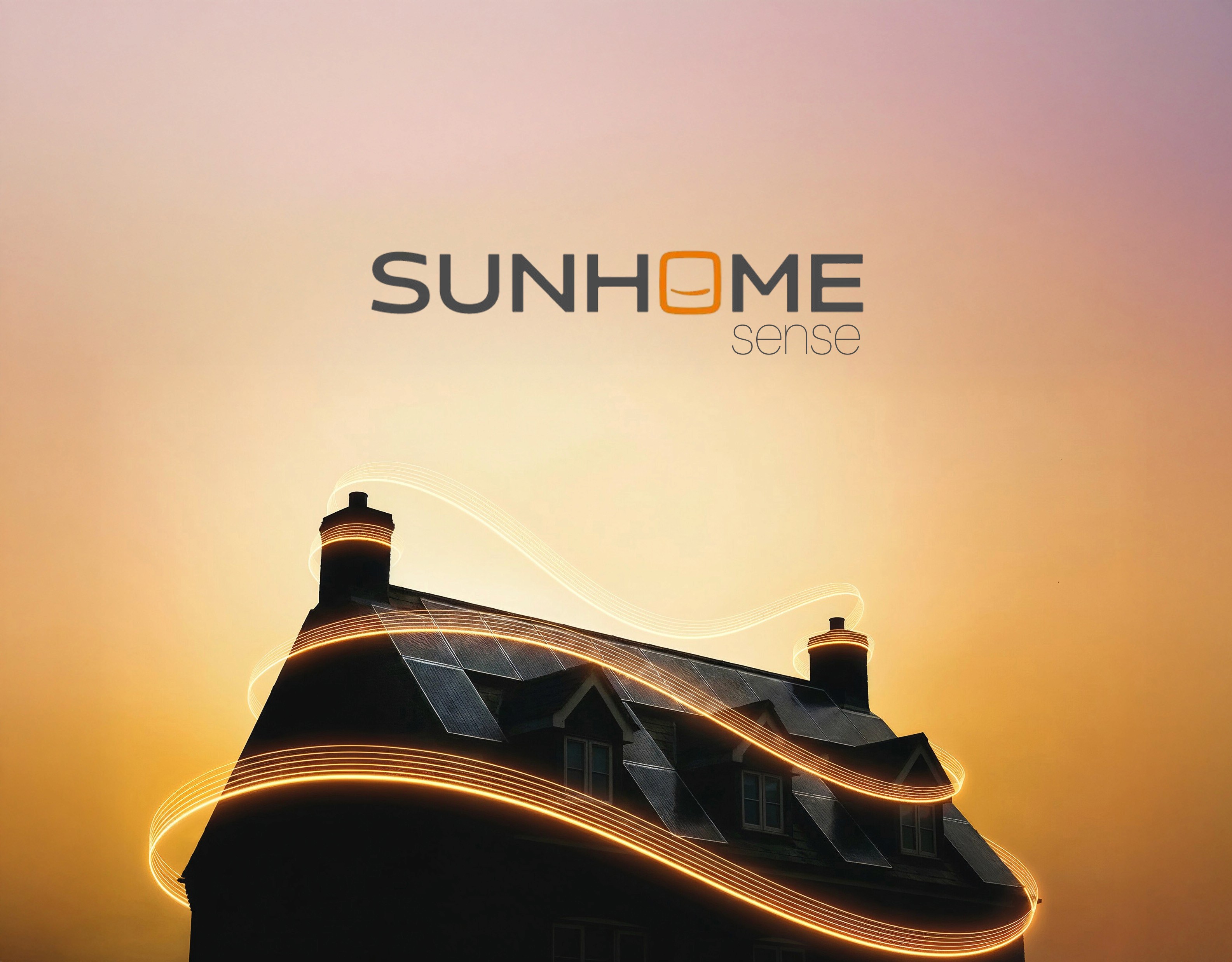 A house with solar panels and a light glow ban enveloping it