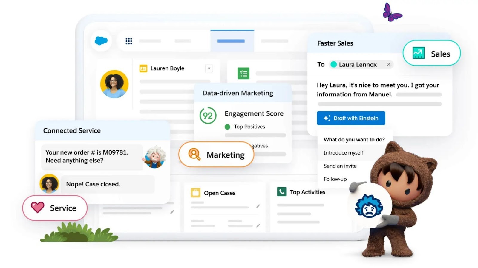 Salesforce's CRM platform for sales, marketing, and service