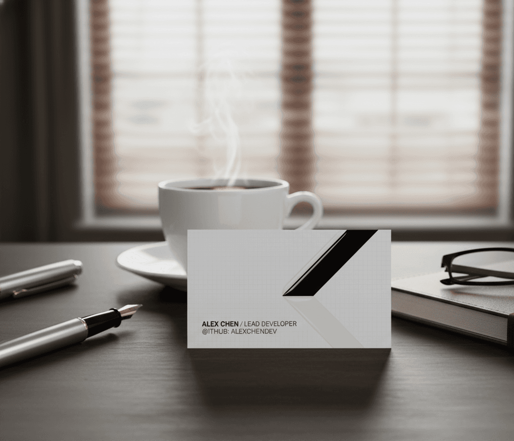 business card in an office setting