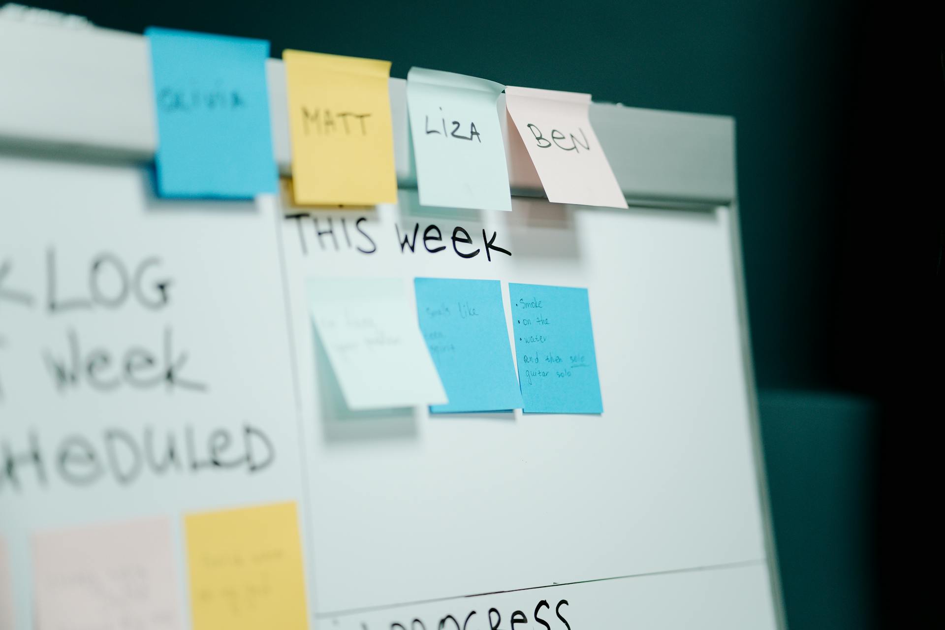 A board of cards for a weekly plan