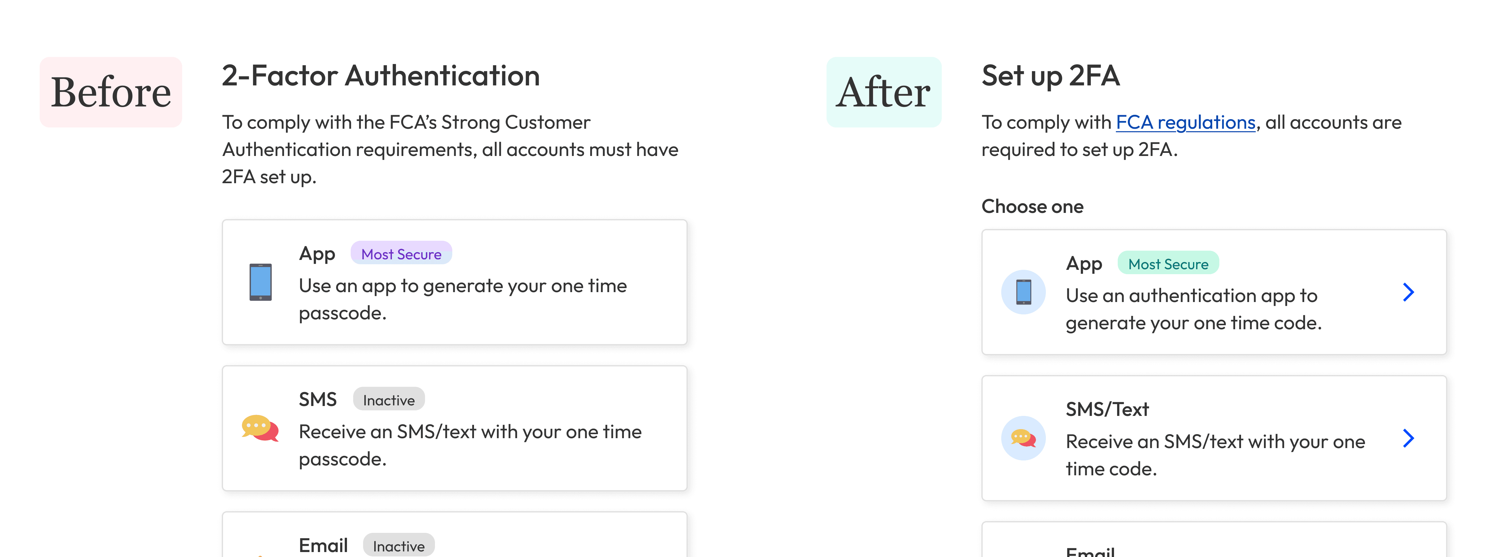 Designs before and after getting user feedback.
