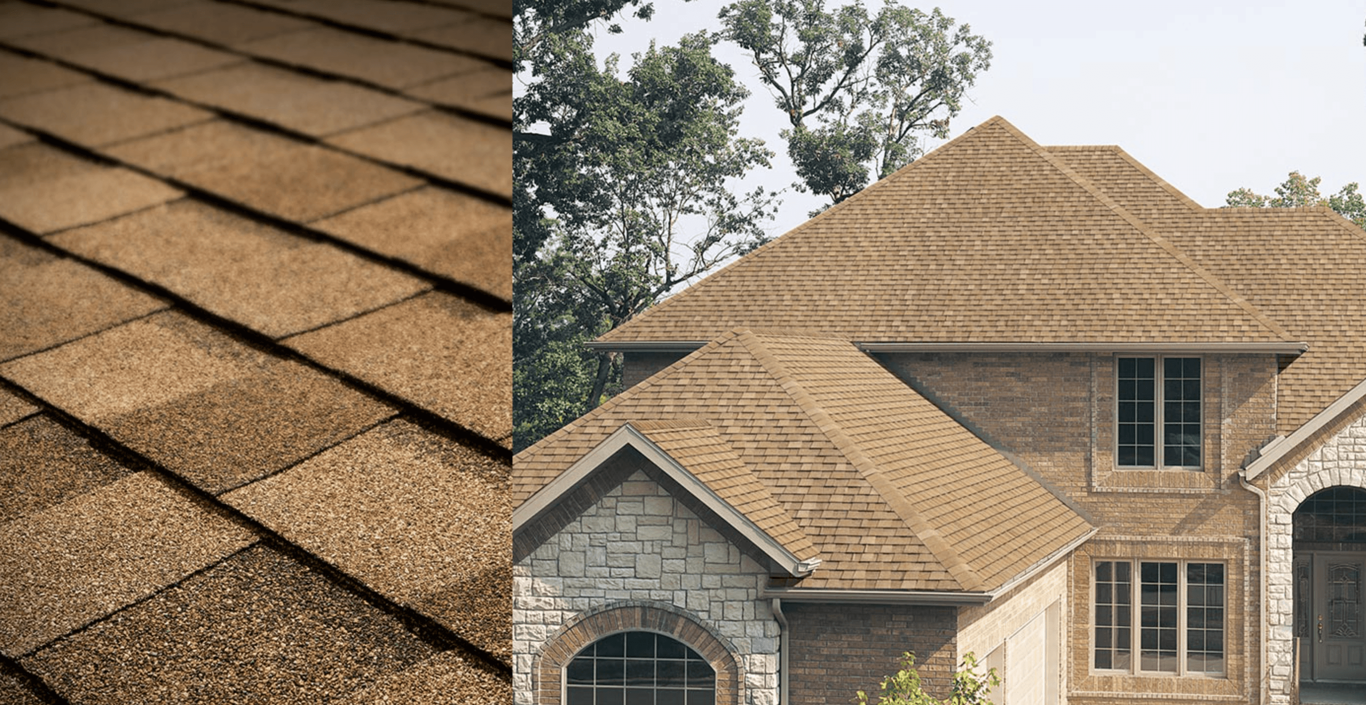 Combined beauty shot and swatch for Tamko Titan XT shingles in Rustic Cedar color.