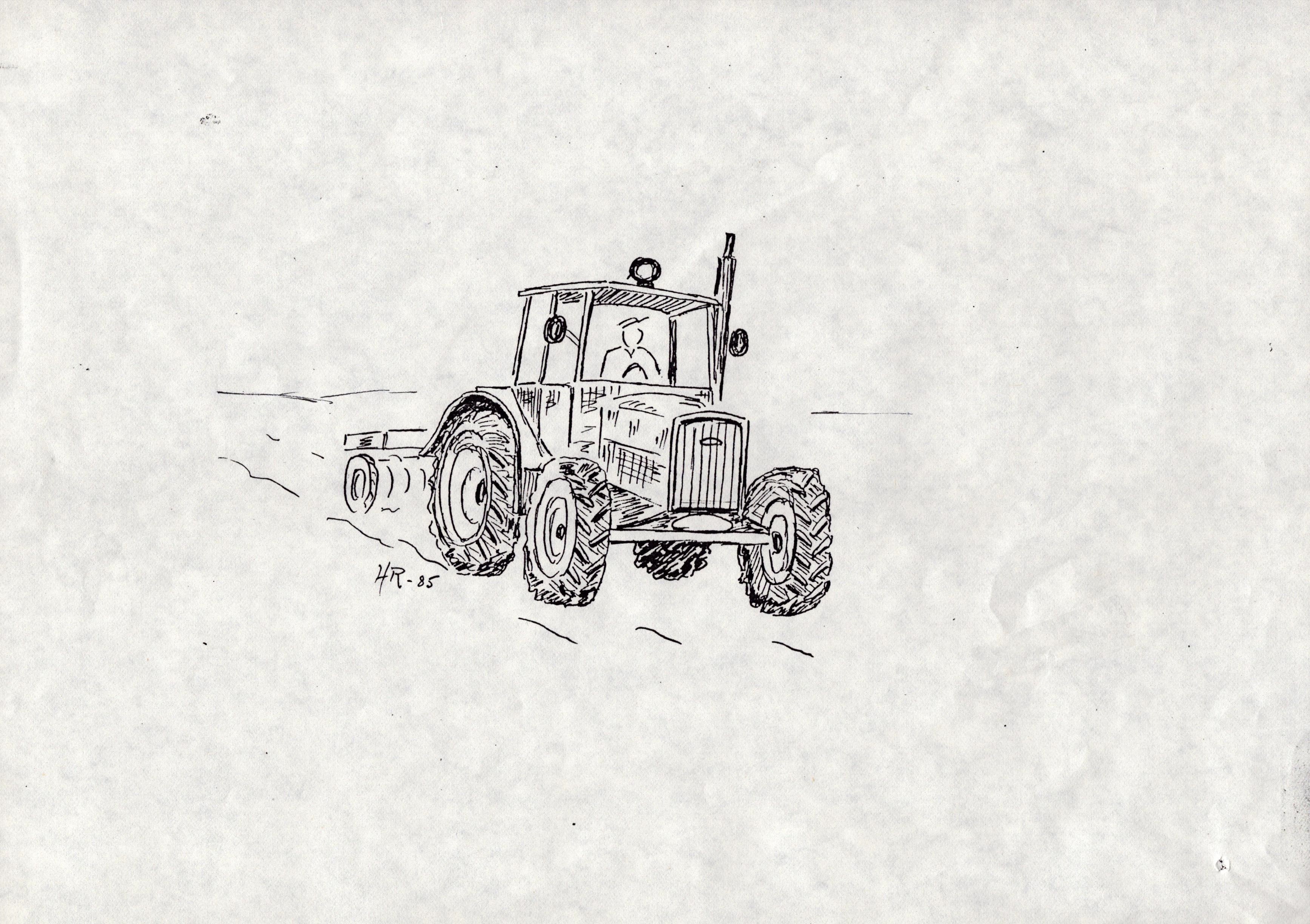 Fossum Bruk - Jordbruk med traktor. Hentet fra arkivet etter Nordmarksposten