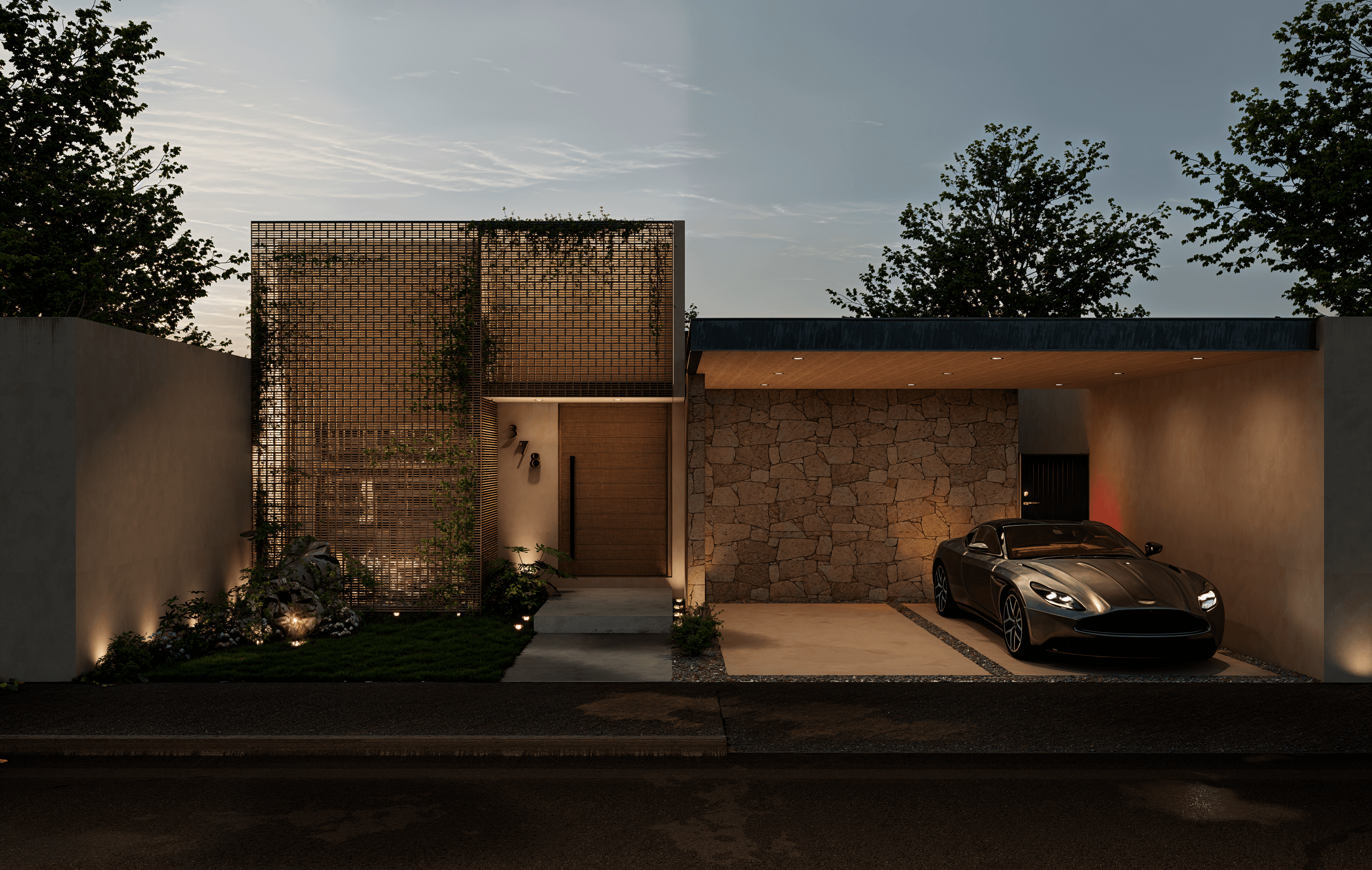 Modern rustic facade merida