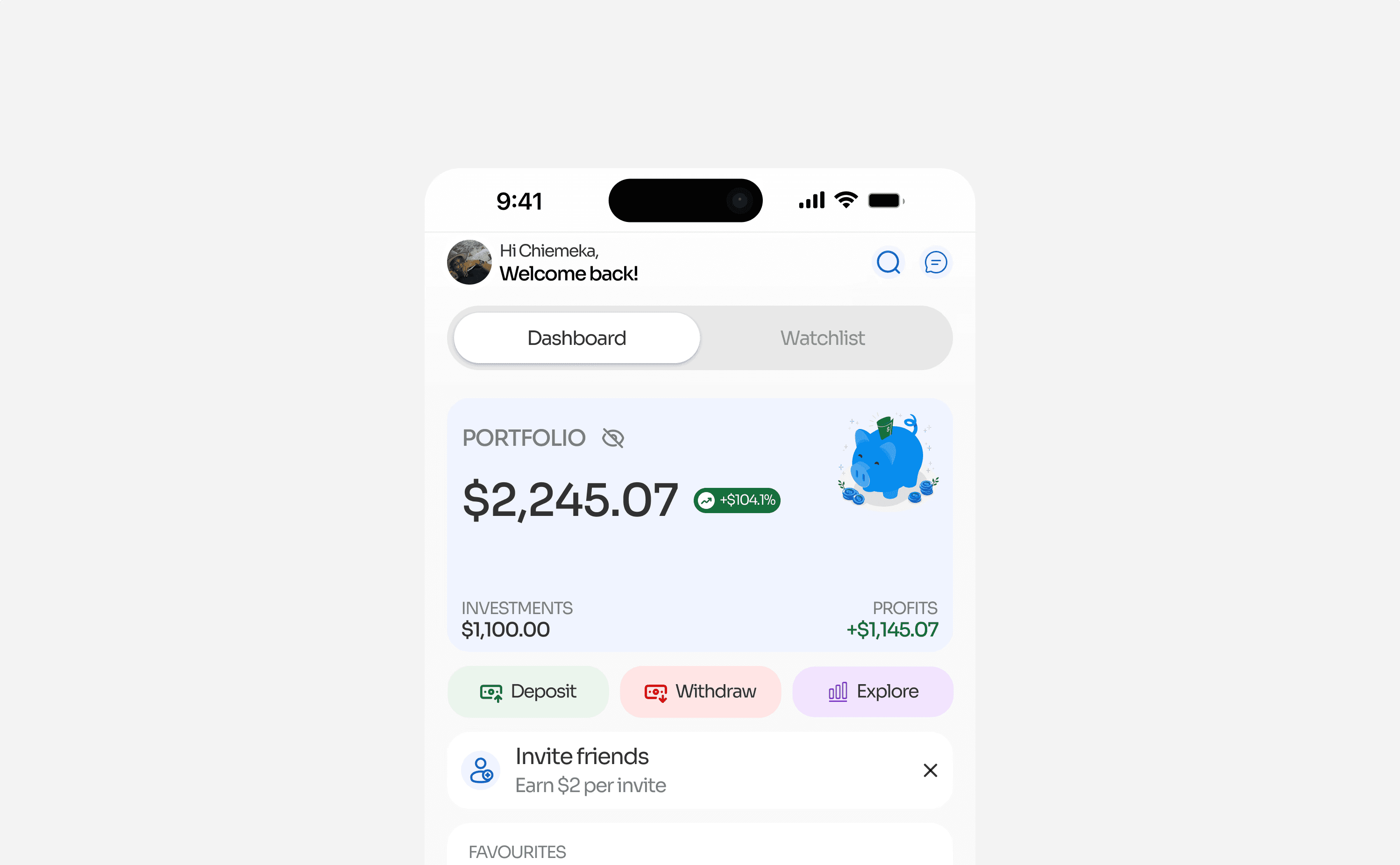 Portfolio Dashboard Screen