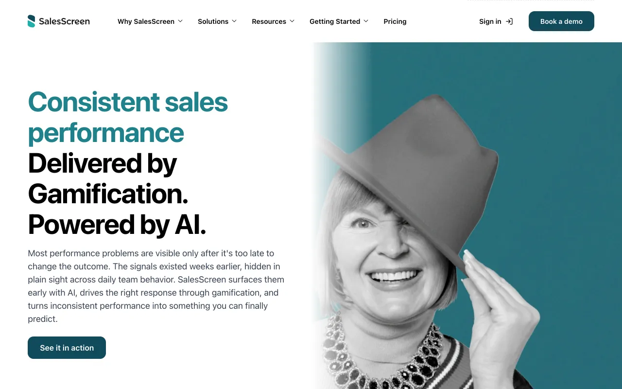 SalesScreen homepage, gamification and recognition platform powered by AI