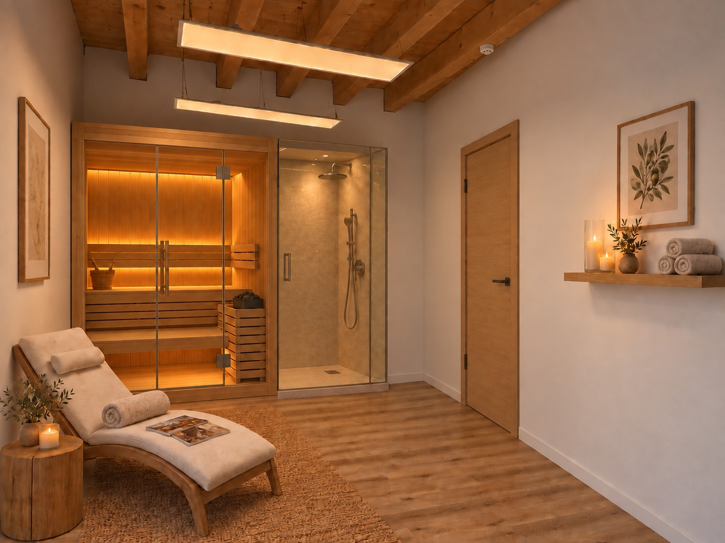 Gestaltungsidee eines Wellnessraums mit Sauna, nicht Bestand