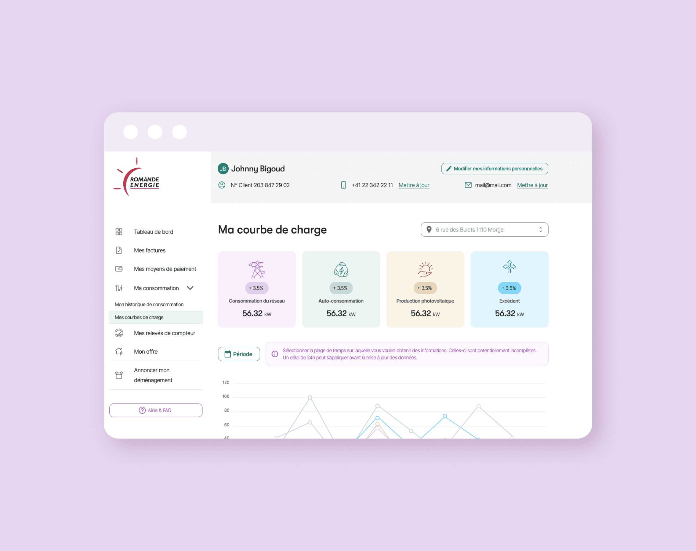 Romande Energie UX UI Desktop