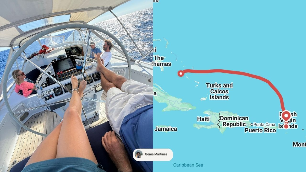 SeaPeople track line map of a sailing route from The Bahamas to Virgin Islands National Park