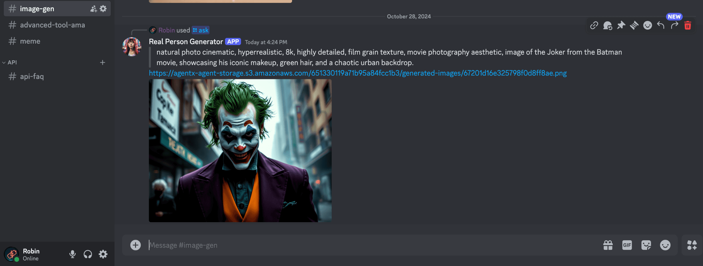Deploy your AI image agent to Discord and start generating images with simple commands.