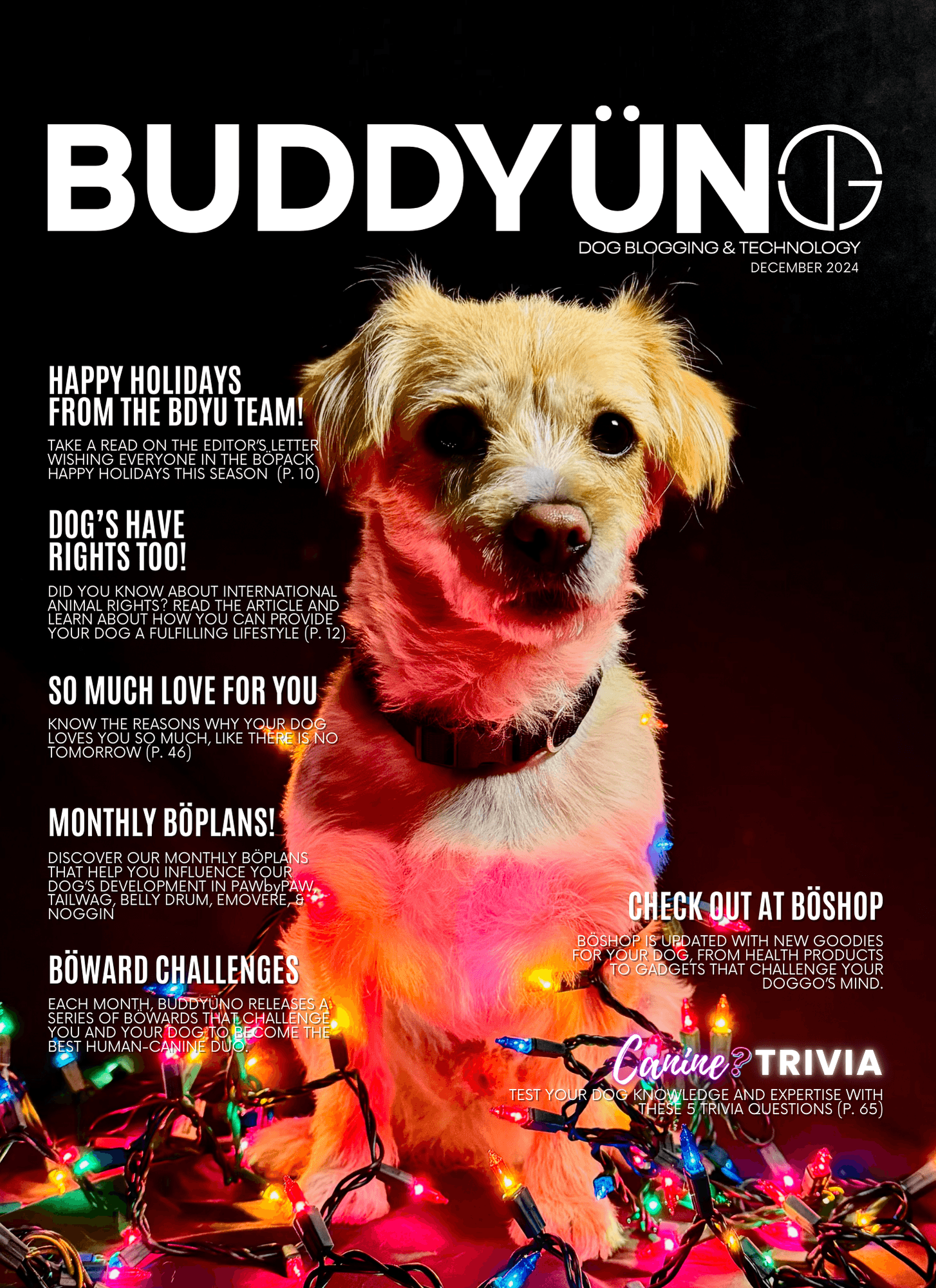 buddyuno, dog magazine, front cover