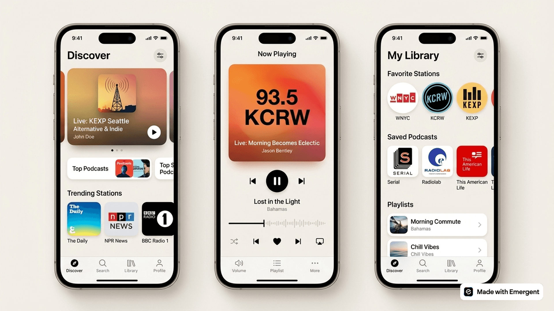 Radio App Made with Emergent