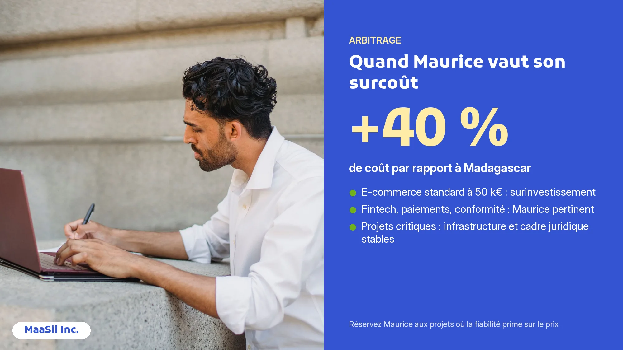Infographie : une agence web à Maurice coûte 40 % de plus qu'à Madagascar, à réserver aux projets critiques