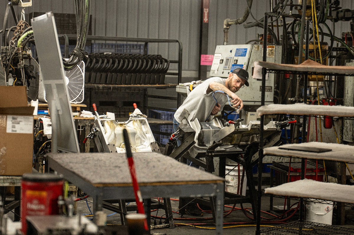 PURforms employee preparing polyurethane mold