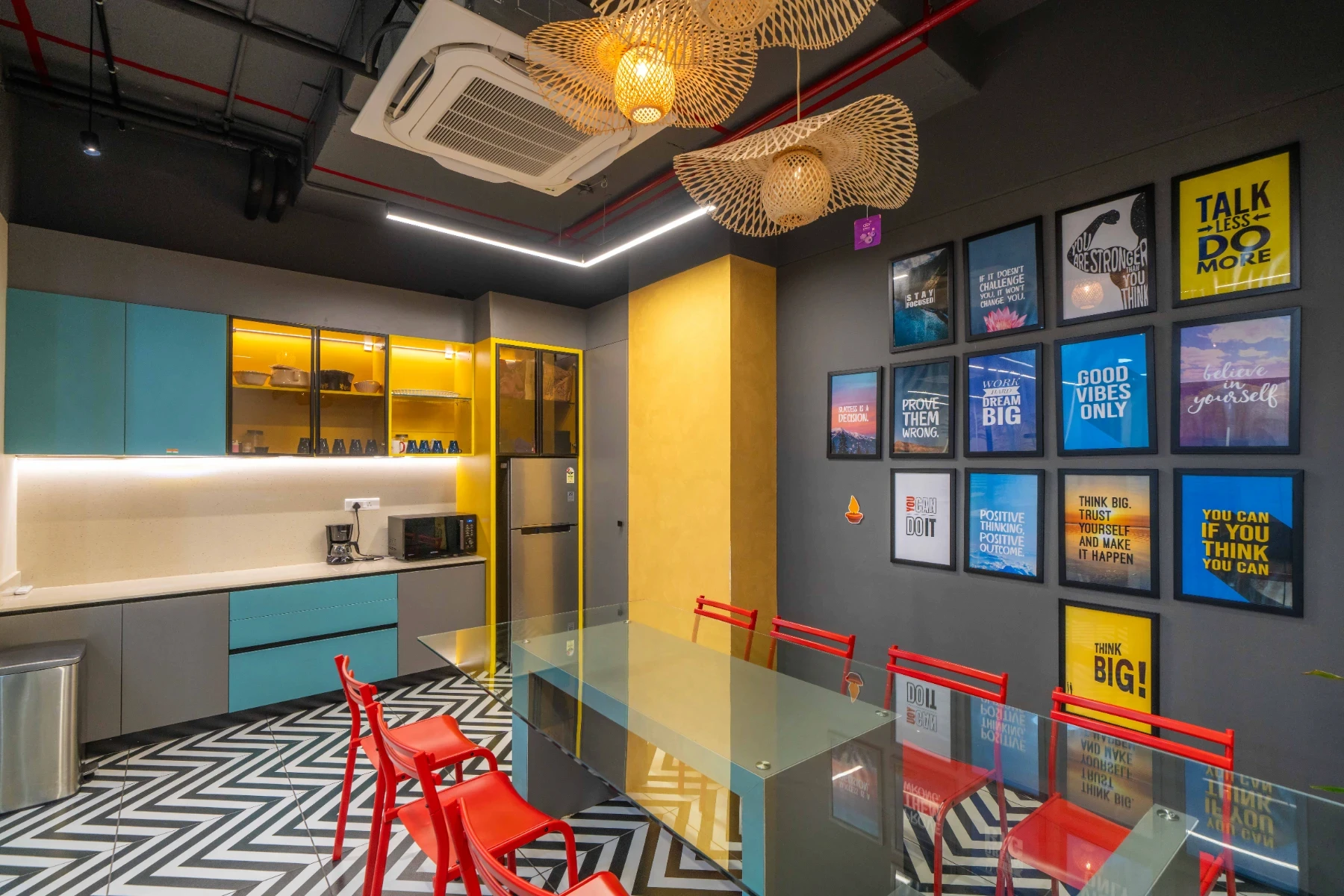 cafeteria of a workpsace designed by liquid space studio specalising in workspace design