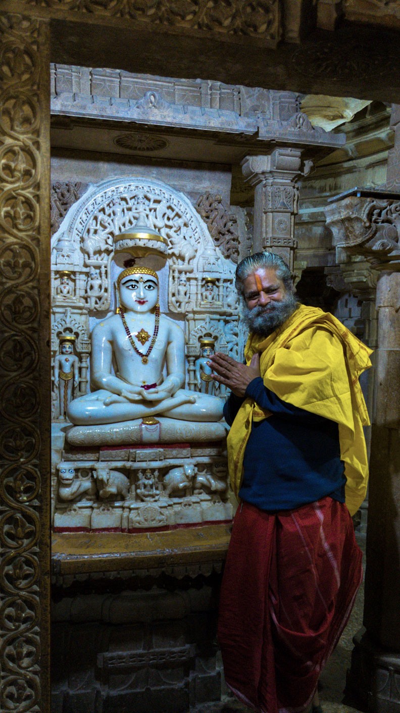 The interior of a Jain temple in central Jaisalmer, in the Indian region of Rajasthan